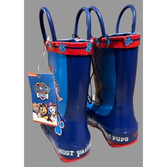 Paw Patrol Toddler Boys Rain Boots Size 5/6 Blue Red Rubber Pull-On NEW - Picture 6 of 8